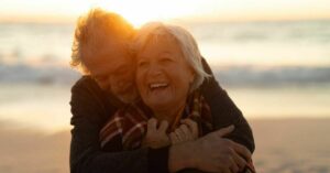 Happy couple hugging